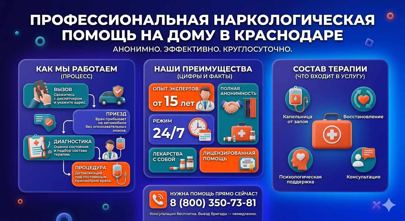 Инфографика о принципах лечения алкоголизма на дому в Ельне: этапы вызова нарколога, преимущества анонимной детоксикации и состав медицинской помощи.